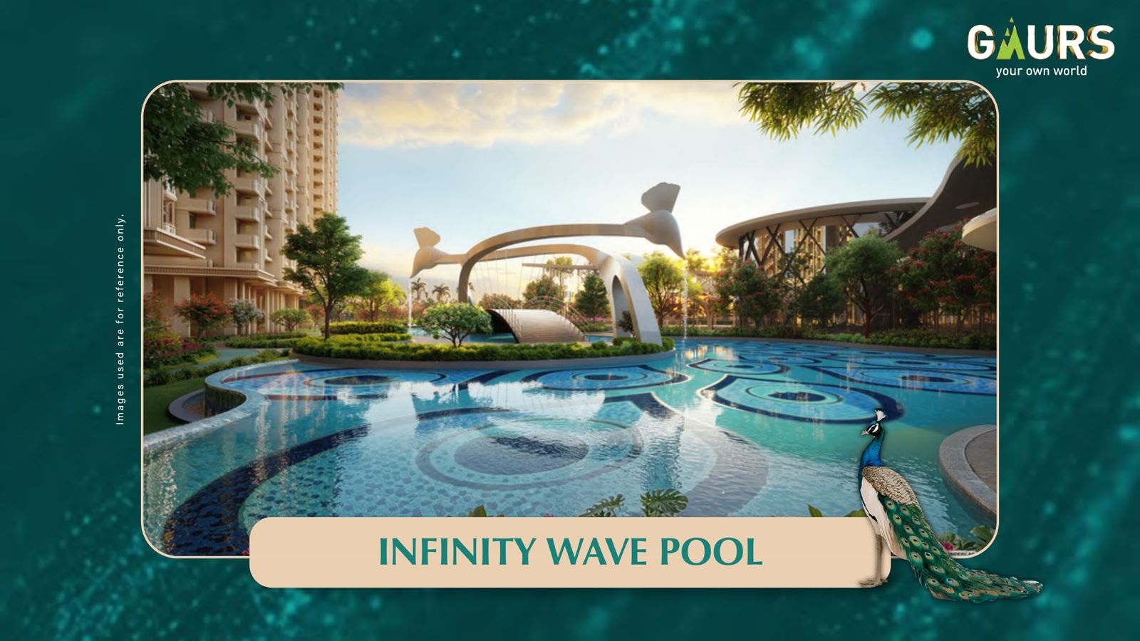 Gaur Plume Infinity Wave Pool — developer brochure render