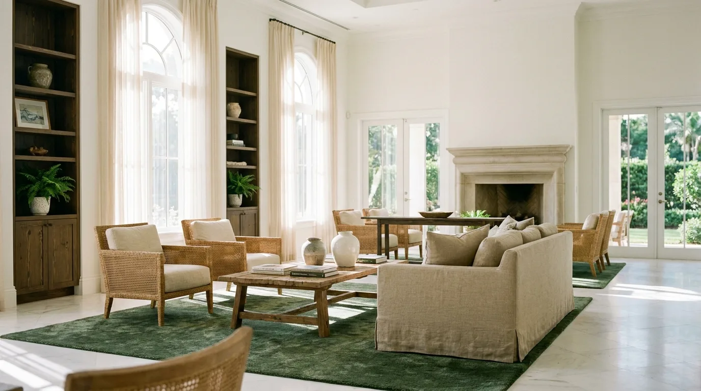 Airy luxury clubhouse lounge interior